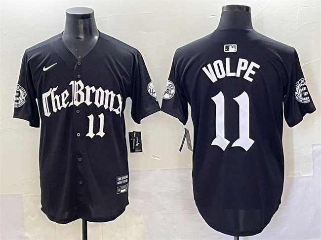 Mens New York Yankees #11 Anthony Volpe Black Gothic Legacy Edition Vapor Premier Limited Stitched Baseball Jersey->new york yankees->MLB Jersey