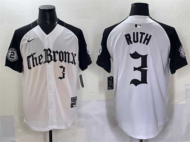 Mens New York Yankees #3 Babe Ruth White Black Gothic Legacy Edition Vapor Premier Limited Stitched Baseball Jersey->new york yankees->MLB Jersey
