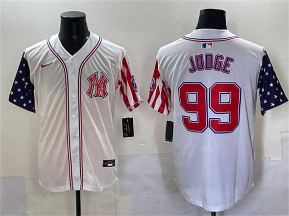 Mens New York Yankees #99 Aaron Judge White 2025 Independence Day Vapor Limited Stitched Baseball Jersey->new york yankees->MLB Jersey