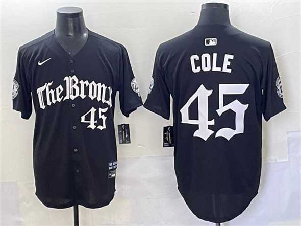 Mens New York Yankees #45 Gerrit Cole Black Gothic Legacy Edition Vapor Premier Limited Stitched Baseball Jersey->new york yankees->MLB Jersey