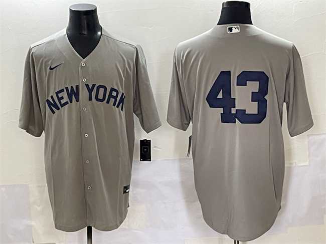 Mens New York Yankees #43 Jonathan Loaisiga Gray Cool Base Stitched Baseball Jersey->new york yankees->MLB Jersey