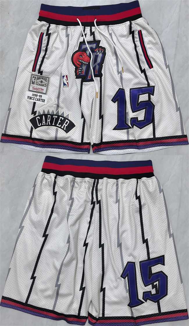 Men%27s Toronto Raptors #15 Vince Carter White Shorts->boston celtics->NBA Jersey