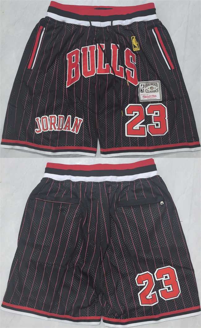 Mens Chicago Bulls #23 Michael Jordan Black Shorts->nba shorts->NBA Jersey