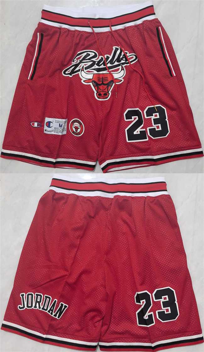 Mens Chicago Bulls #23 Michael Jordan Red Shorts->nba shorts->NBA Jersey