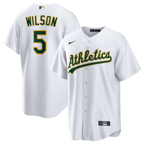 Men%27s Oakland Athletics #5 Jacob Wilson White Cool Base Stitched Jersey Dzhi->philadelphia phillies->MLB Jersey