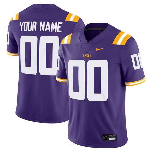 Mens LSU Tigers ACTIVE PLAYER Custom Purple Stitched Game Jersey