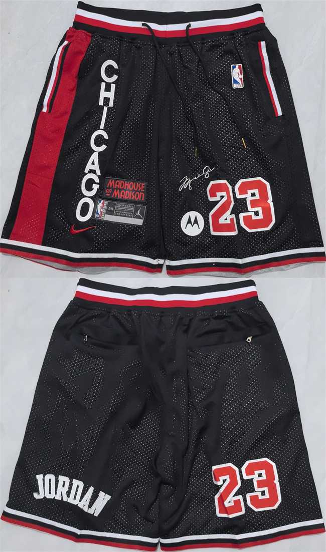 Men%27s Chicago Bulls #23 Michael Jordan Black 2025 Shorts (Run Small)->nba shorts->NBA Jersey