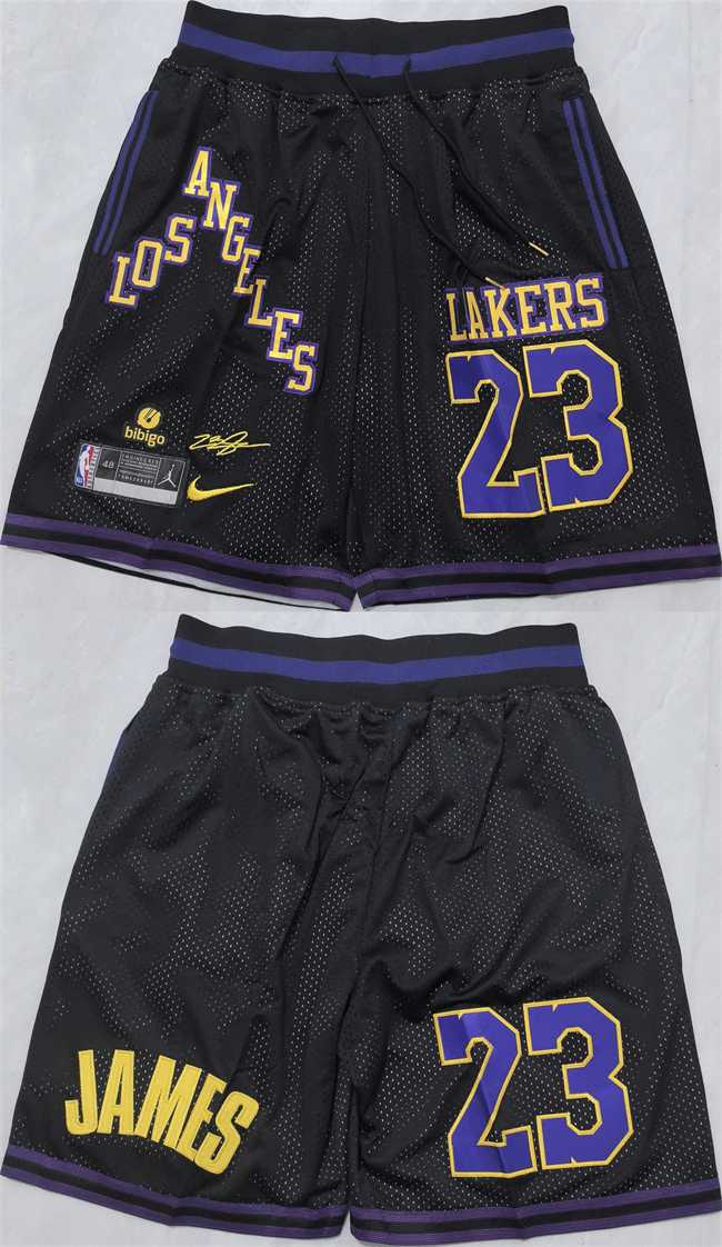 Men%27s Los Angeles Lakers #23 LeBron James Black 2025 Shorts (Run Small)->nba shorts->NBA Jersey
