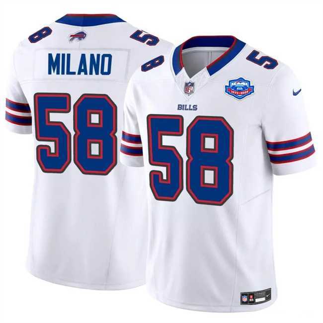 Men & Women & Youth Buffalo Bills #58 Matt Milano White 2025 F.U.S.E. With Farewell Patch Vapor Untouchable Limited Stitched Jersey->->