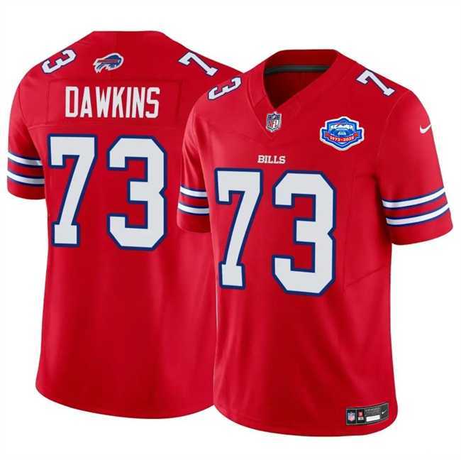 Men & Women & Youth Buffalo Bills #73 Dion Dawkins Red 2025 F.U.S.E. With Farewell Patch Vapor Untouchable Limited Stitched Jersey->->