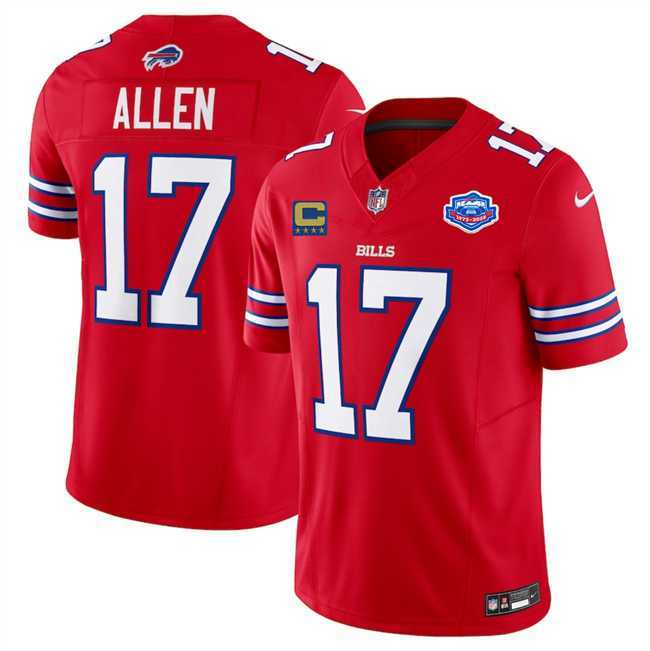 Men & Women & Youth Buffalo Bills #17 Josh Allen Red 2025 F.U.S.E. With Farewell Patch And 4-Star C Patch Vapor Untouchable Limited Stitched Jersey->->