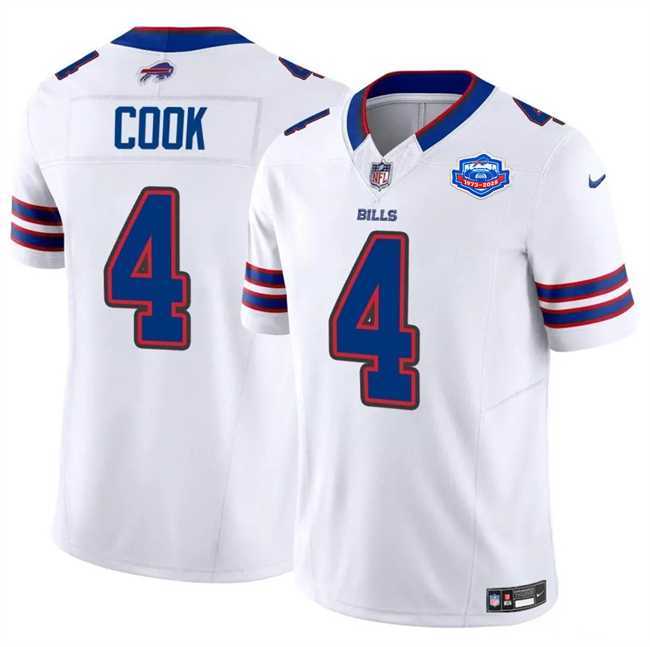 Men & Women & Youth Buffalo Bills #4 James Cook White 2025 F.U.S.E. With Farewell Patch Vapor Untouchable Limited Stitched Jersey->->