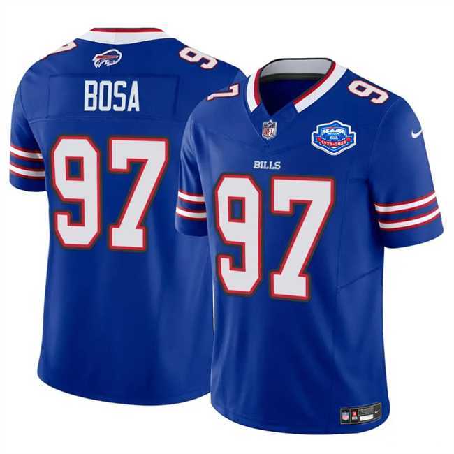Men & Women & Youth Buffalo Bills #97 Joey Bosa Blue 2025 F.U.S.E. With Farewell Patch Vapor Untouchable Limited Stitched Jersey->->