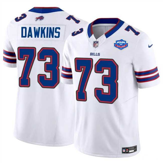 Men & Women & Youth Buffalo Bills #73 Dion Dawkins White 2025 F.U.S.E. With Farewell Patch Vapor Untouchable Limited Stitched Jersey->->
