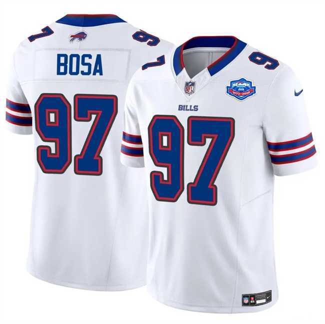 Men & Women & Youth Buffalo Bills #97 Joey Bosa White 2025 F.U.S.E. With Farewell Patch Vapor Untouchable Limited Stitched Jersey->->