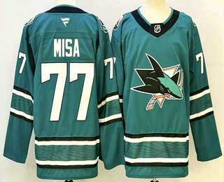 Men%27s San Jose Sharks #77 Michael Misa Teal Authentic Jersey->san jose sharks->NHL Jersey