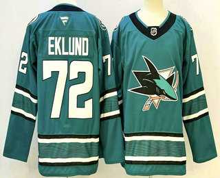 Men%27s San Jose Sharks #72 William Eklund Teal Authentic Jersey->san jose sharks->NHL Jersey
