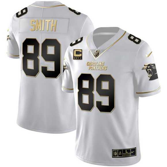 Mens Carolina Panthers #89 Steve Smith White Gold With 4-Star C Patch Vapor Limited Stitched Jersey Dyin->carolina panthers->NFL Jersey