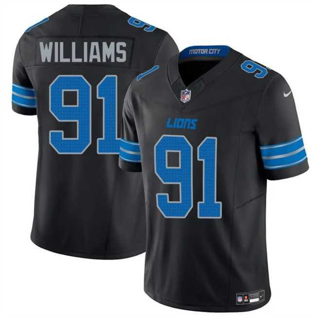 Men & Women & Youth Detroit Lions #91 Tyleik Williams Black 2025 F.U.S.E. Vapor Limited Stitched Game Jersey->->