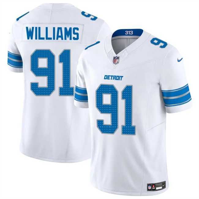 Men & Women & Youth Detroit Lions #91 Tyleik Williams White 2025 F.U.S.E. Vapor Limited Stitched Game Jersey->->