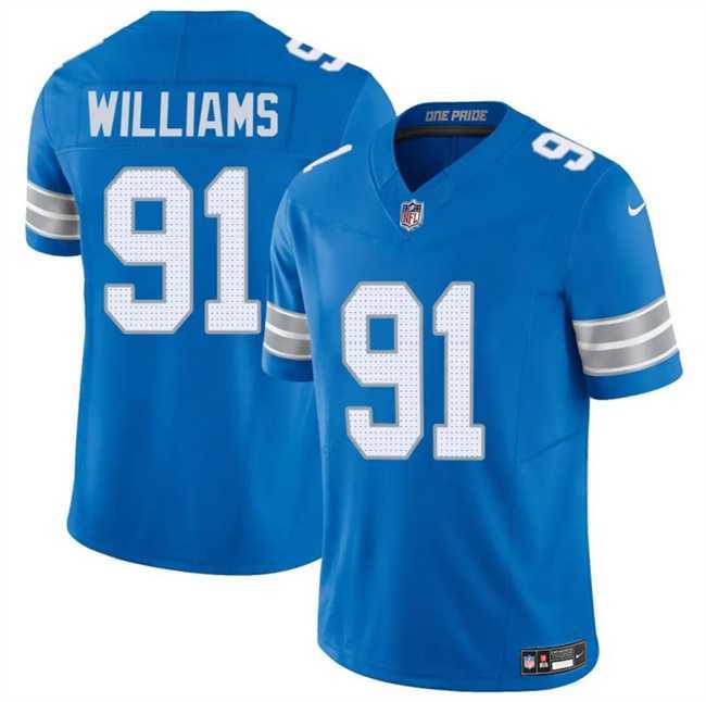 Men & Women & Youth Detroit Lions #91 Tyleik Williams Blue 2025 F.U.S.E. Vapor Limited Stitched Game Jersey->->