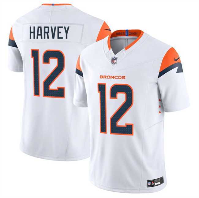 Men & Women & Youth Denver Broncos #12 RJ Harvey White 2025 F.U.S.E. Vapor Limited Stitched Jersey->->