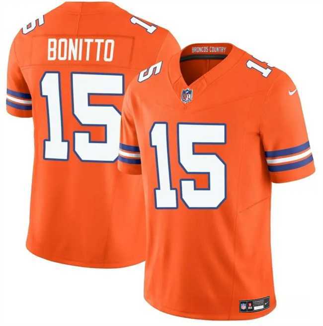 Men & Women & Youth Denver Broncos #15 Nik Bonitto Orange F.U.S.E. Mile High Collection 1977 Throwback Vapor Limited Stitched Jersey->->