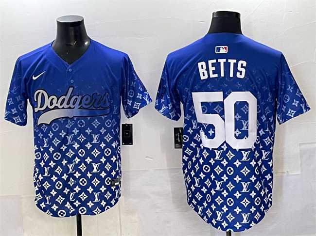 Mens Los Angeles Dodgers #50 Mookie Betts Blue Limited Stitched Jersey->->