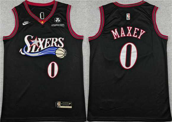 Mens Philadelphia 76ers #0 Tyrese Maxey Black 2025 Classic Edition Stitched Stitched Jersey->philadelphia 76ers->NBA Jersey