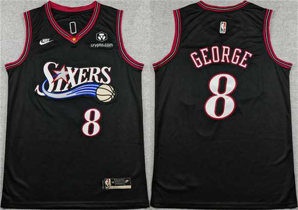 Mens Philadelphia 76ers #8 Paul George Black 2025 Classic Edition Stitched Stitched Jersey->philadelphia 76ers->NBA Jersey