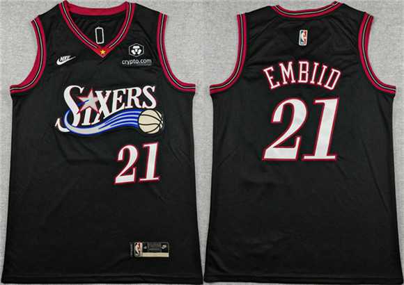 Mens Philadelphia 76ers #21 Joel Embiid Black 2025 Classic Edition Stitched Stitched Jersey->philadelphia 76ers->NBA Jersey