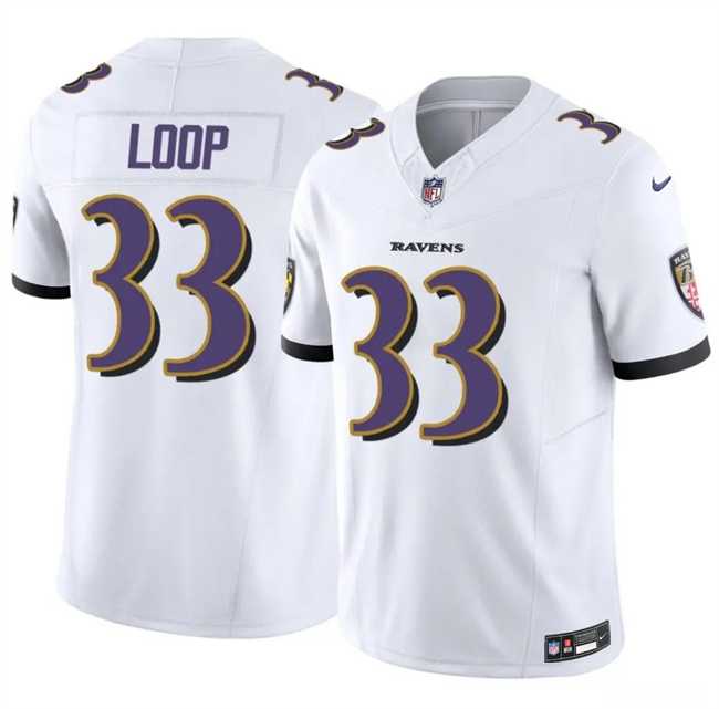 Men%27s Baltimore Ravens #33 Tyler Loop White 2025 F.U.S.E. Vapor Limited Jersey Dzhi->carolina panthers->NFL Jersey