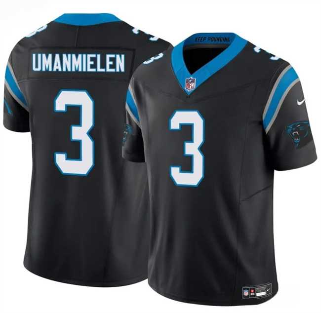 Mens Carolina Panthers #3 Princely Umanmielen Black 2025 F.U.S.E. Vapor Limited Stitched Jersey Dzhi->carolina panthers->NFL Jersey