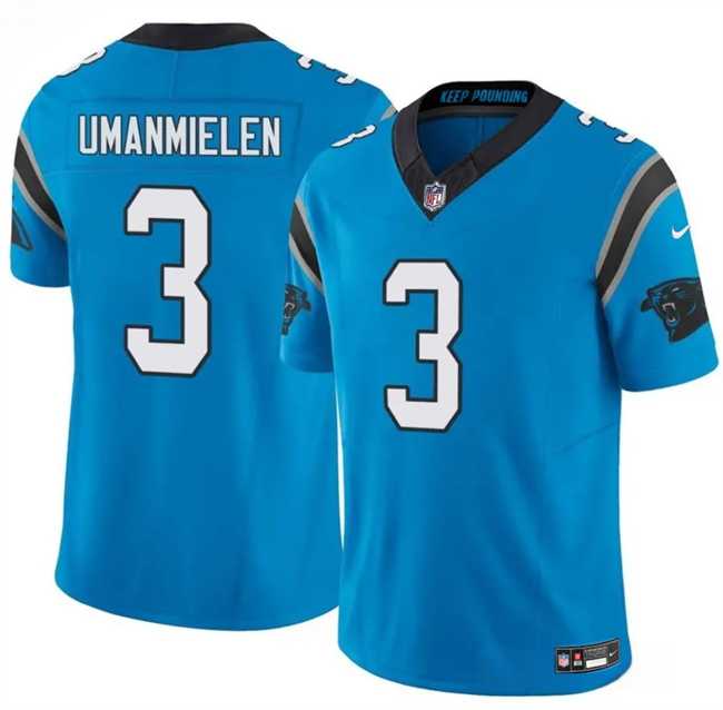 Mens Carolina Panthers #3 Princely Umanmielen Blue 2025 F.U.S.E. Vapor Limited Stitched Jersey Dzhi->carolina panthers->NFL Jersey