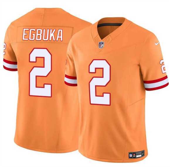 Mens Tampa Bay Buccaneers #2 Emeka Egbuka Orange 2025 Draft F.U.S.E. Throwback Limited Stitched Jersey Dzhi->->