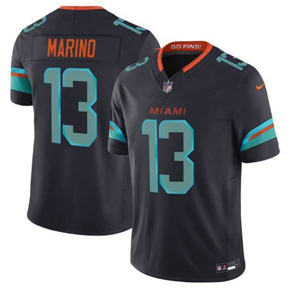 Mens Miami Dolphins #13 Dan Marino Black 2025 F.U.S.E. Rivalries Vapor Limited Football Stitched Jersey Dzhi->->