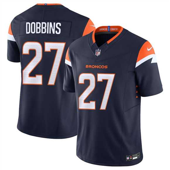 Men%27s Denver Broncos #27 J.K. Dobbins Navy F.U.S.E. Vapor Limited Stitched Jersey Dzhi->denver broncos->NFL Jersey
