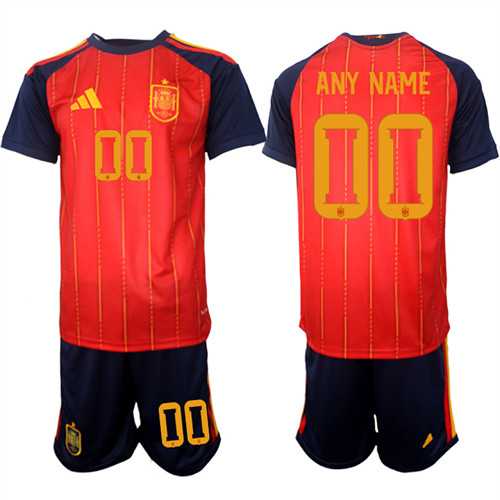 Mens Spain Custom Any Name And Number National Team FIFA x World Cup 2026 Home Red On Field Jerseys->->Custom Jersey