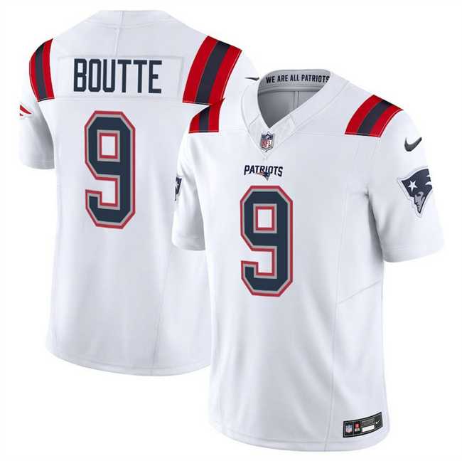 Men%27s New England Patriots #9 Kayshon Boutte White 2025 F.U.S.E. Vapor Limited Stitched Jersey Dzhi->new england patriots->NFL Jersey