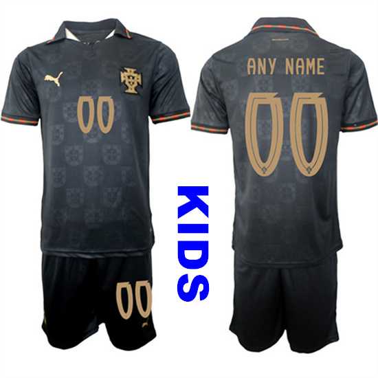 Youth Portugal Custom Any Name And Number National Team FIFA x World Cup 2026 Away Gray On Eusebio spe->->Custom Jersey