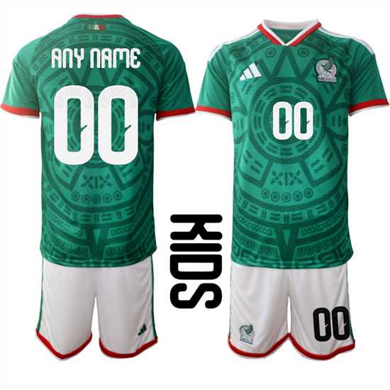 Youth Mexico Custom Any Name And Number National Team FIFA x World Cup 2026 Home Green On Field Kids Jersey->->Custom Jersey