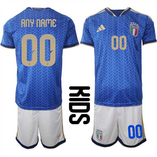 Youth Italy Custom Any Name And Number National Team FIFA x World Cup 2026 Home Blue On Field Kids Jerseys->->Custom Jersey
