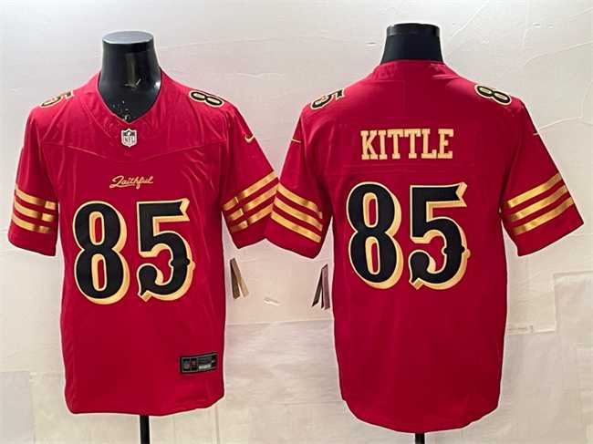 Men%27s San Francisco 49ers #85 George kittle Red Gold 2025 F.U.S.E. %27Rivalries%27 Vapor Limited Stitched Jersey Dzhi->washington commanders->NFL Jersey