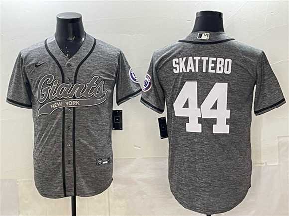 Men%27s New York Giants #44 Cam Skattebo Gray With Patch Cool Base Stitched Baseball Jersey->new york giants->NFL Jersey