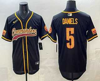 Mens Washington Commanders #5 Jayden Daniels Black Limited Stitched Baseball Jersey->washington commanders->NFL Jersey