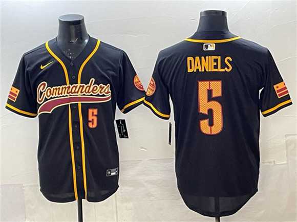 Men%27s Washington Commanders #5 Jayden Daniels Black Limited Stitched Baseball Jersey->washington commanders->NFL Jersey
