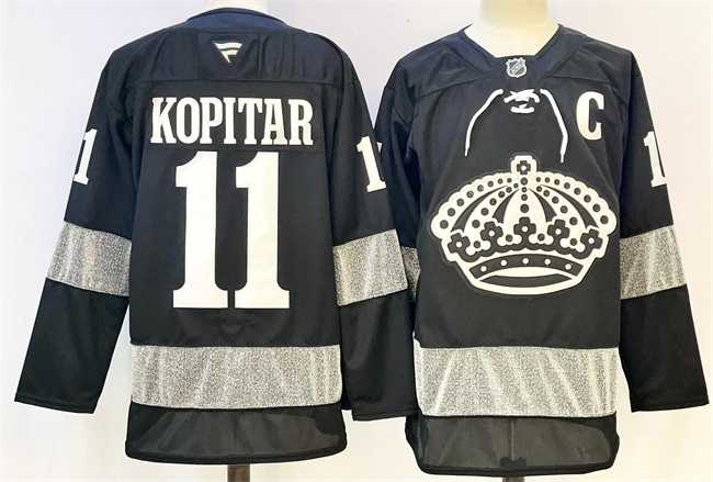 Mens Los Angeles Kings #11 Anze Kopitar Black With C Patch Alternate Stitched Hockey Jersey->los angeles kings->NHL Jersey