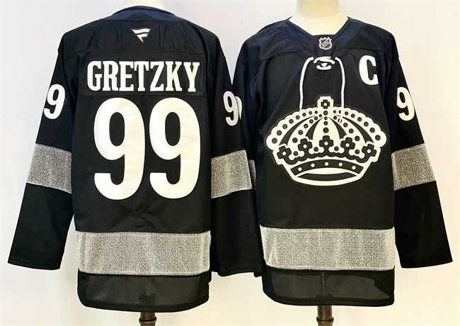 Men%27s Los Angeles Kings #99 Wayne Gretzky Black With C Patch Alternate Stitched Hockey Jersey->new york islanders->NHL Jersey