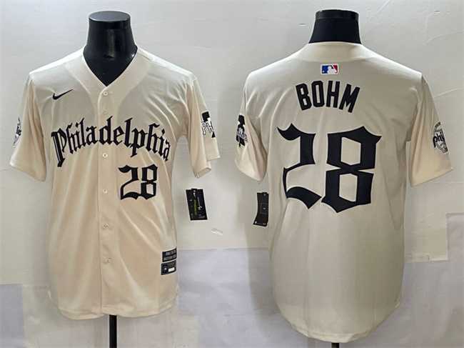 Mens Philadelphia Phillies #28 Alec Bohm Cream Gothic Vapor Limited Stitched Jersey->philadelphia phillies->MLB Jersey
