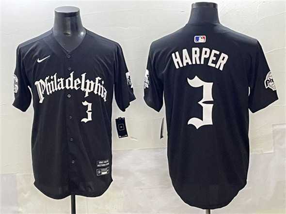 Mens Philadelphia Phillies #3 Bryce Harper Black Gothic Vapor Limited Stitched Jersey->philadelphia phillies->MLB Jersey
